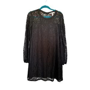 NWT BCBGeneration Black Lace Shift Dress with Unlined Lace Sleeves
